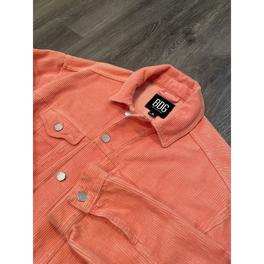 BDG Urban Outfitters Salmon Pink Corduroy Trucker Jacket Womens Medium Oversized